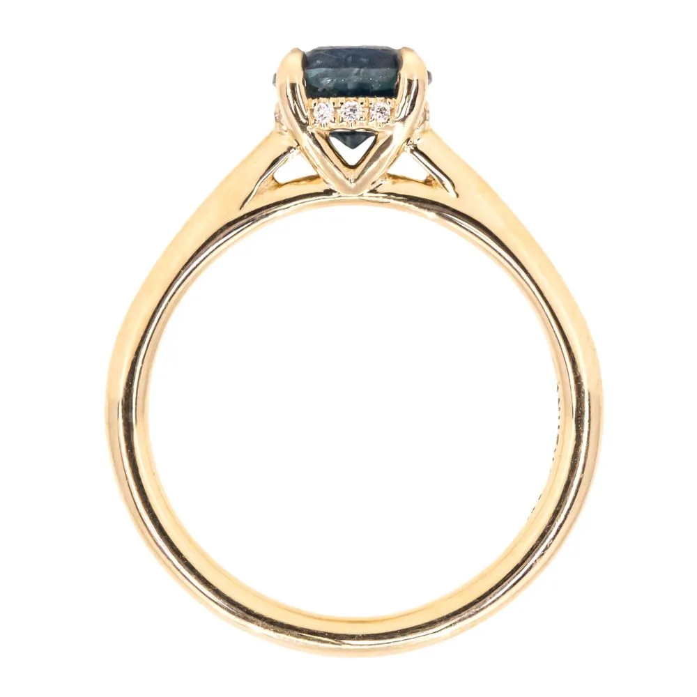 1.26ct Round Nigerian Sapphire Hidden Halo Solitaire in 14k Yellow Gold