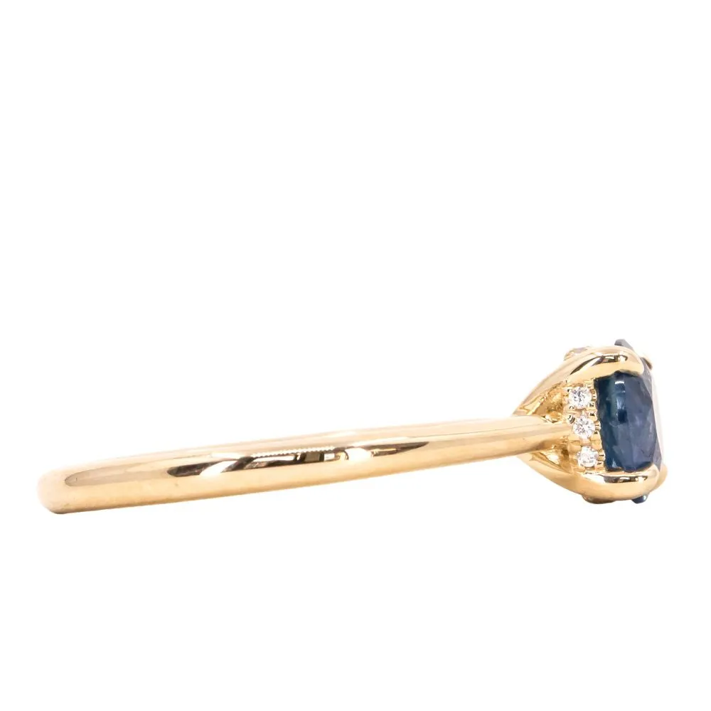 1.26ct Round Nigerian Sapphire Hidden Halo Solitaire in 14k Yellow Gold