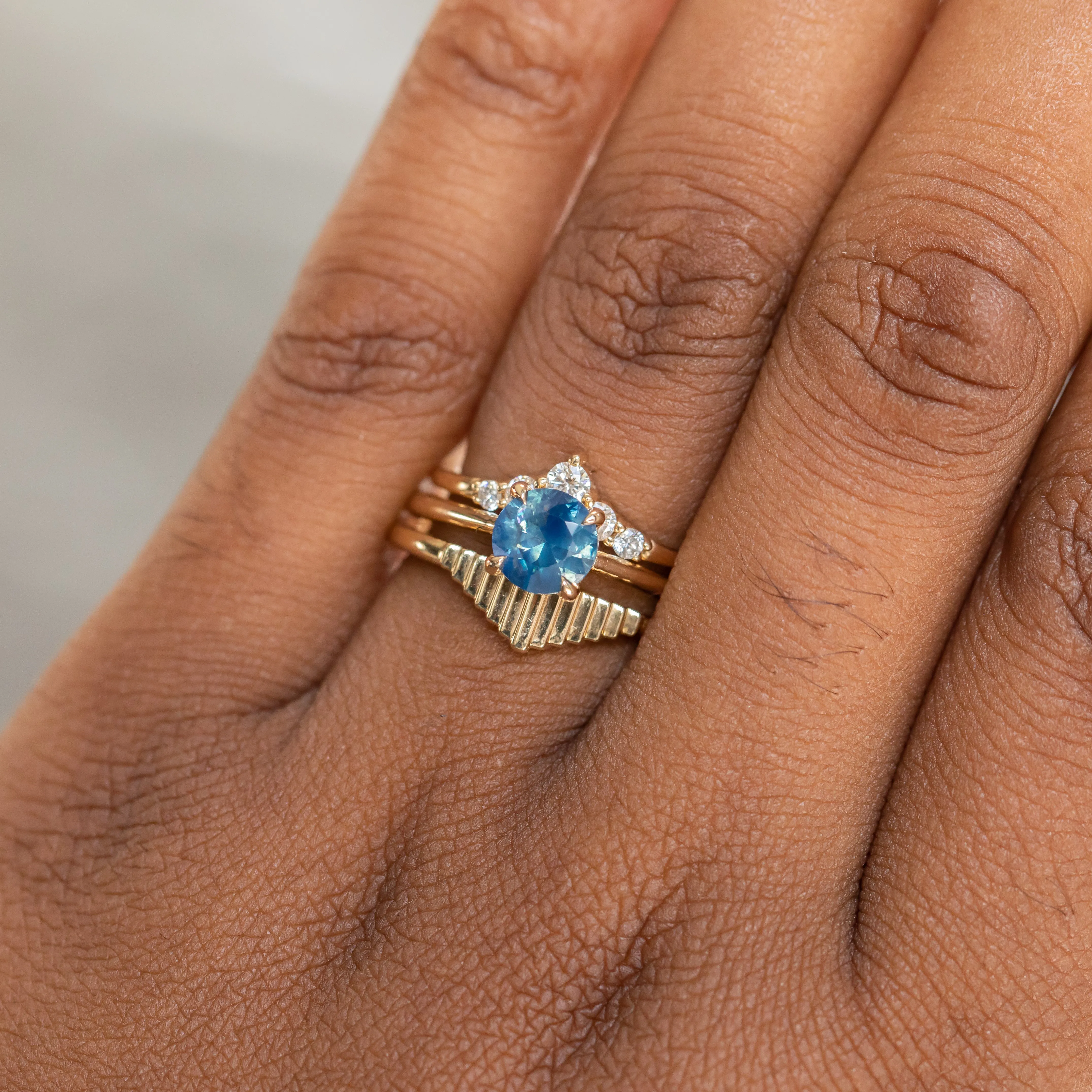 1.26ct Round Nigerian Sapphire Hidden Halo Solitaire in 14k Yellow Gold