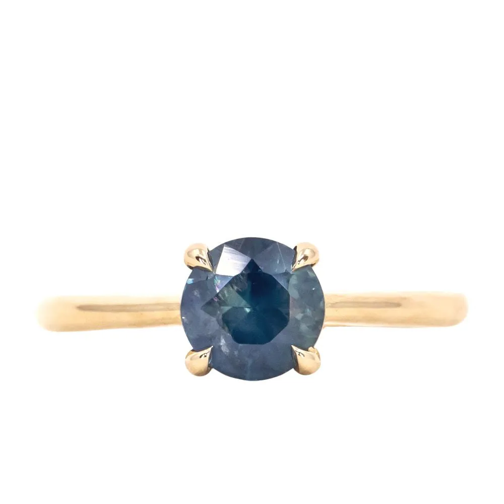 1.26ct Round Nigerian Sapphire Hidden Halo Solitaire in 14k Yellow Gold