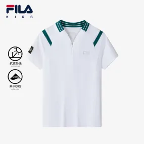 (130-165cm) FILA KIDS PERFORMANCE GOLF Girl's Short Sleeve Polo in White