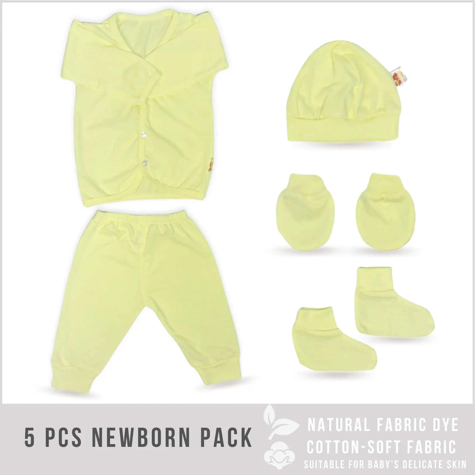 5 Pieces Newborn Clothes (1 Set YELLOW Color)