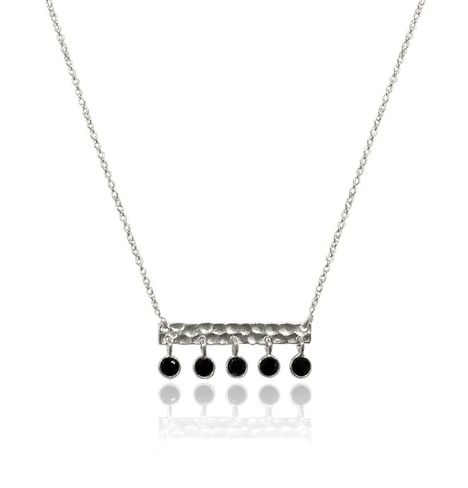 5 Stone Bavaria Bar Necklace Black Onyx