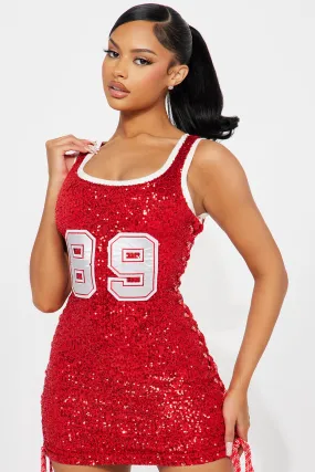 89 Sequin Jersey Mini Dress - Red