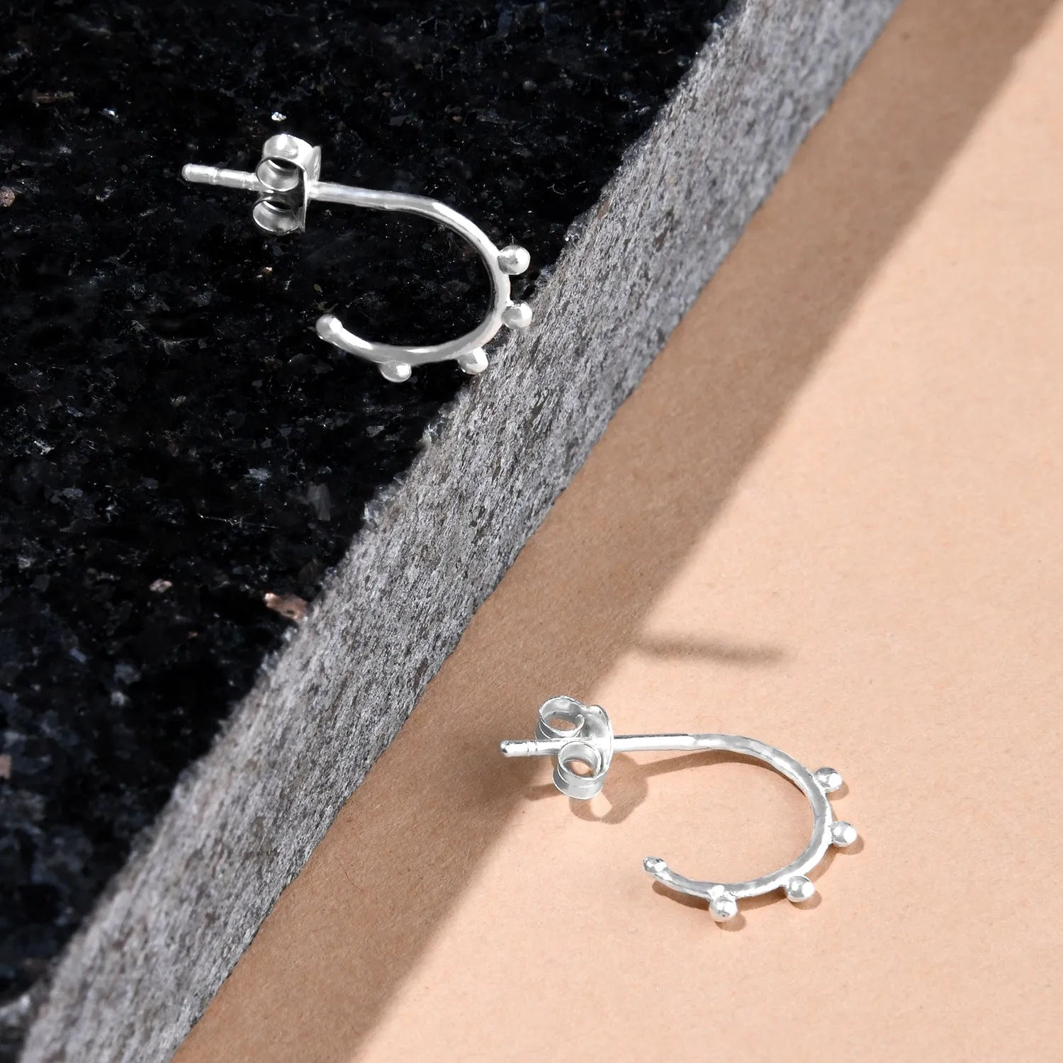 925 Pure Sterling Silver Bobble Stud Hoops Earring For Women