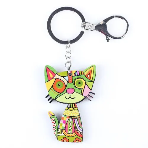 Acrylic Pattern Cute Animal Fashion Cat Keychain Accessories for Women