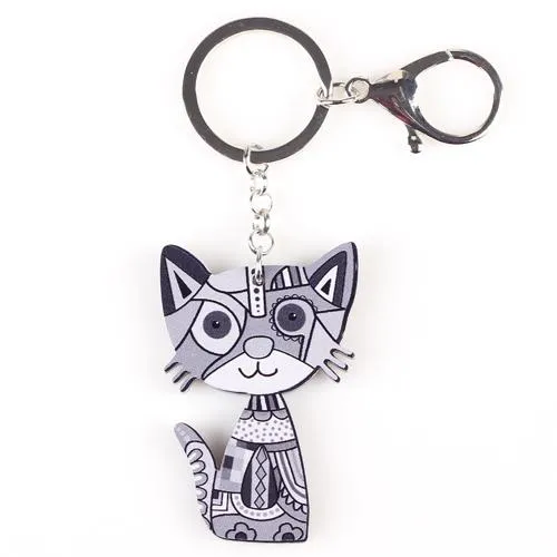 Acrylic Pattern Cute Animal Fashion Cat Keychain Accessories for Women