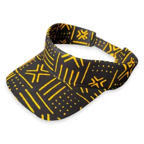 African print Sun visor cap - Black / Yellow bogolan