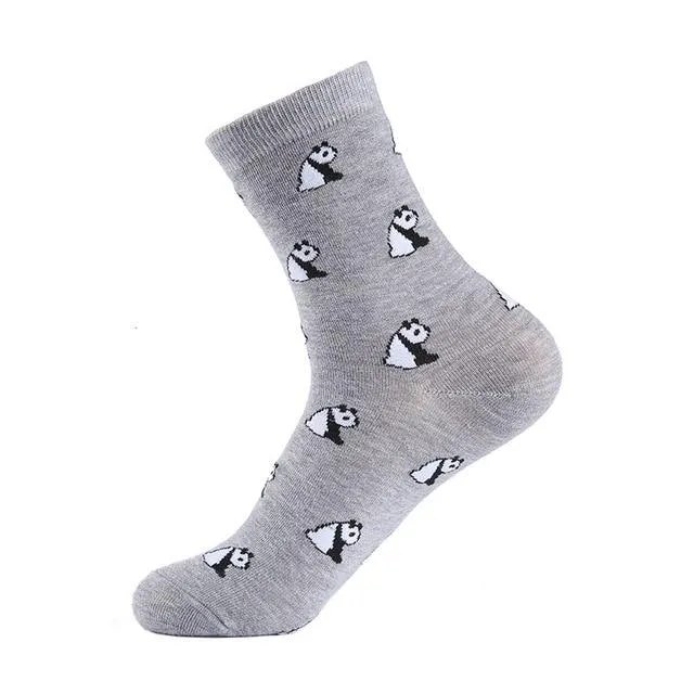 All Season Cartoon Pattern Printed Solid Color Women's Cotton Socks