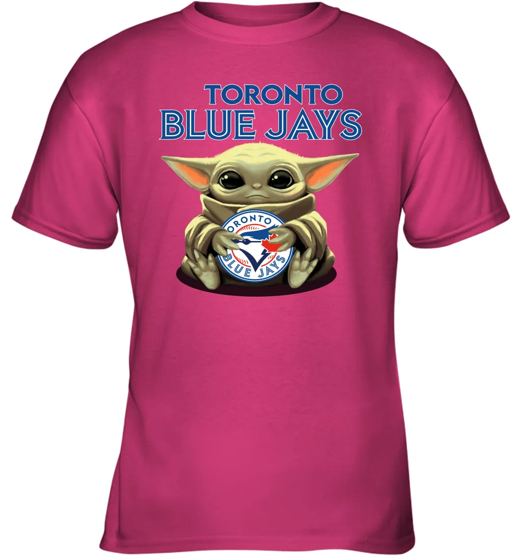 Baby Yoda Hugs Loves The Toronto Blue Jays Baseball Youth T-Shirt