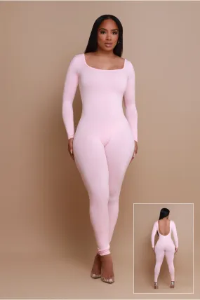 Big Reveal Open Back Jumpsuit - Pink