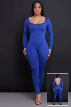 Big Reveal Open Back Jumpsuit - Royal Blue