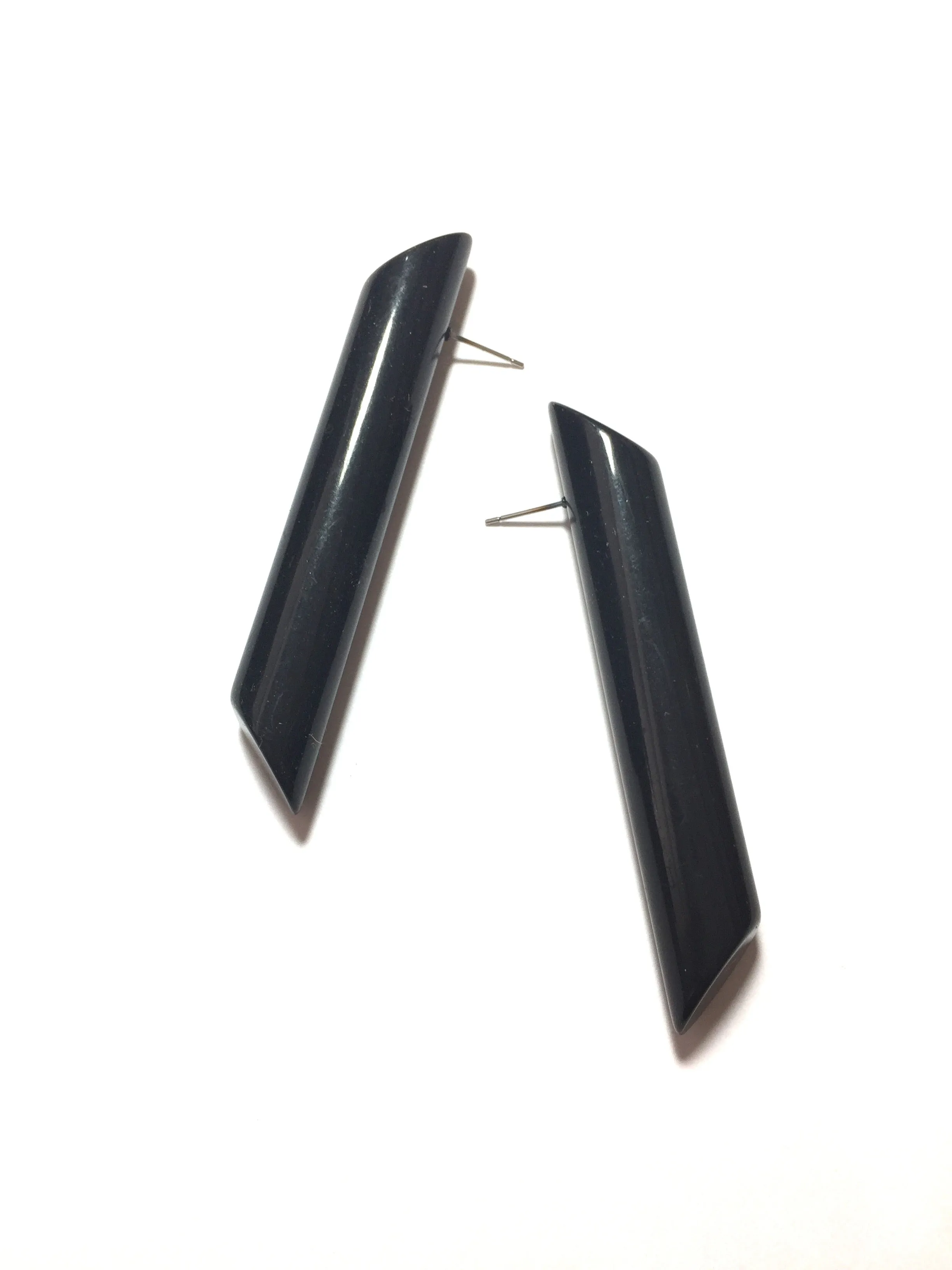 Black Couture Mega Stick Stud Statement Earrings