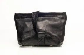 Black Ethiopian Soft Leather Hand Clutch with Tie