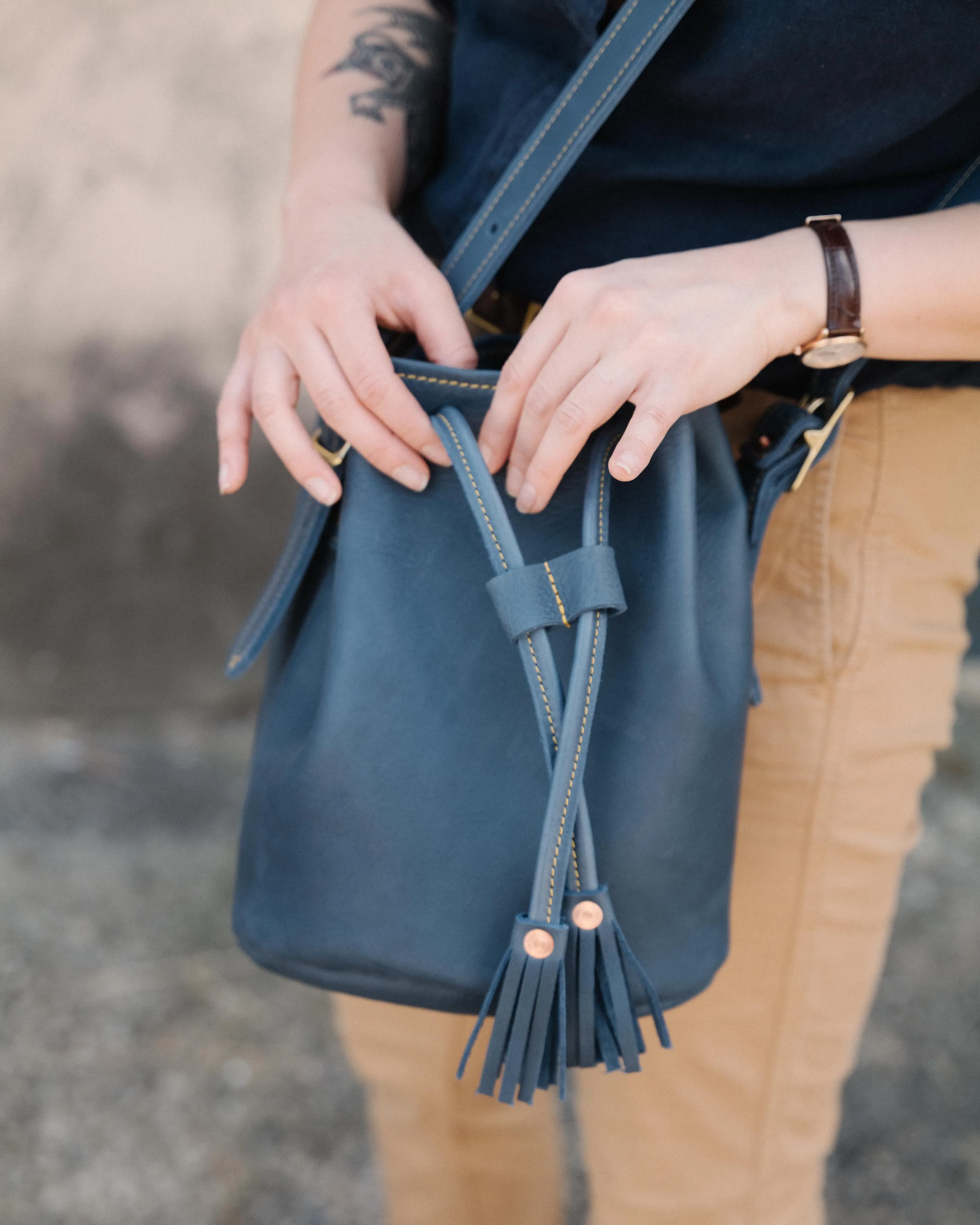 Blue Cypress Bucket Bag