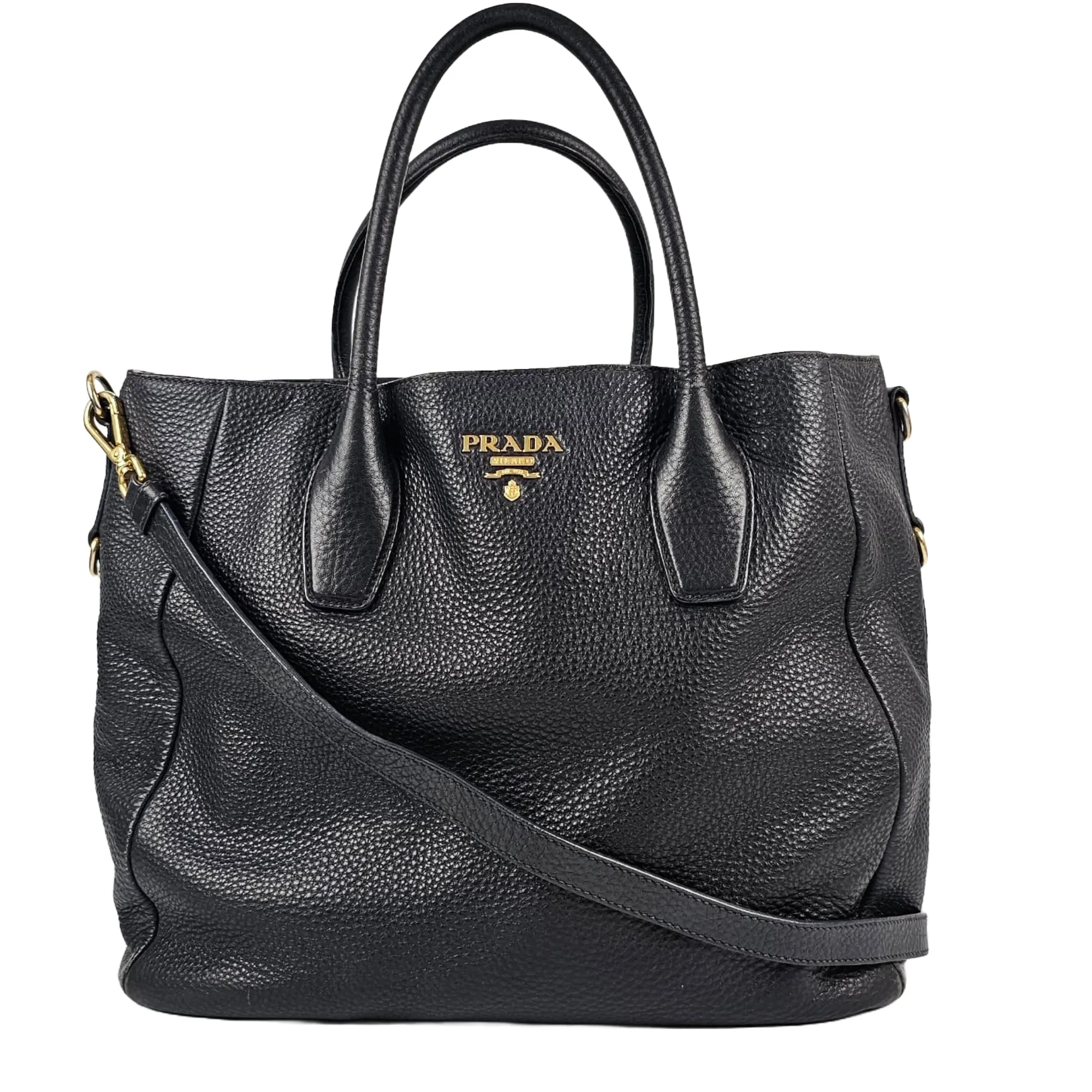 BN2537 Vitello Daino Large Leather Tote in Black