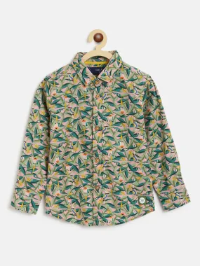 Boys Leaf Printed Cotton Shirt