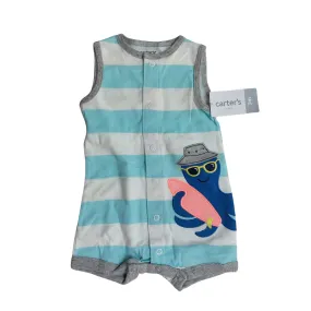 Carter's Blue and White Striped Octopus Romper (3 Months) | Brand New |