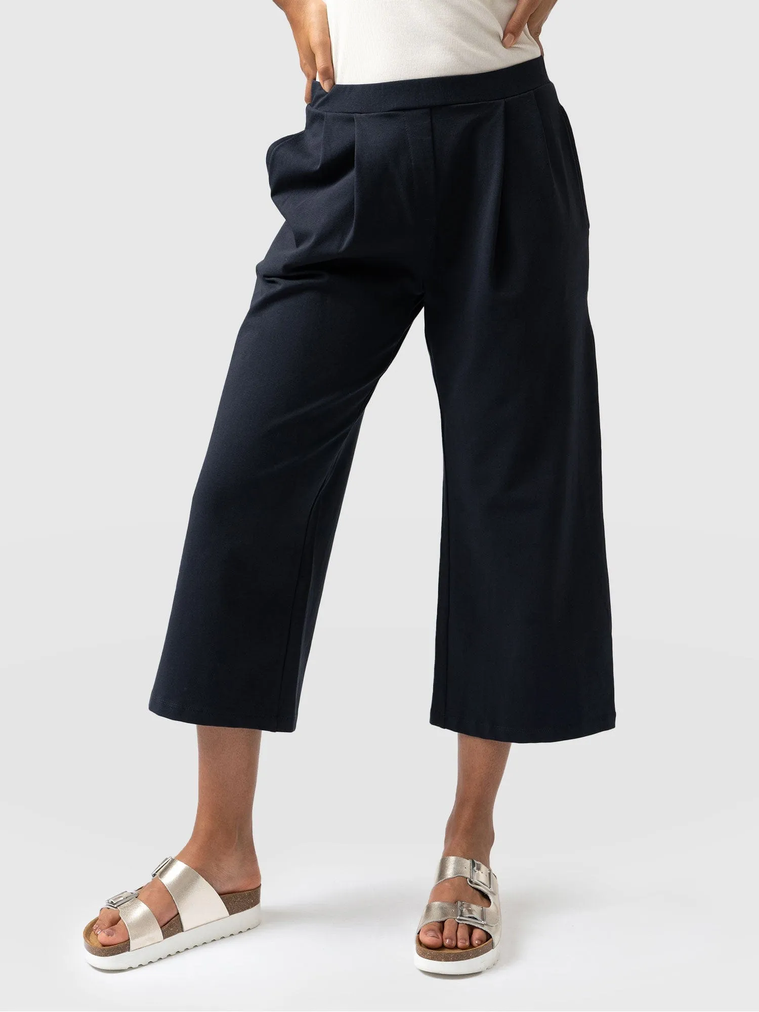 City Culotte - Navy Pleats