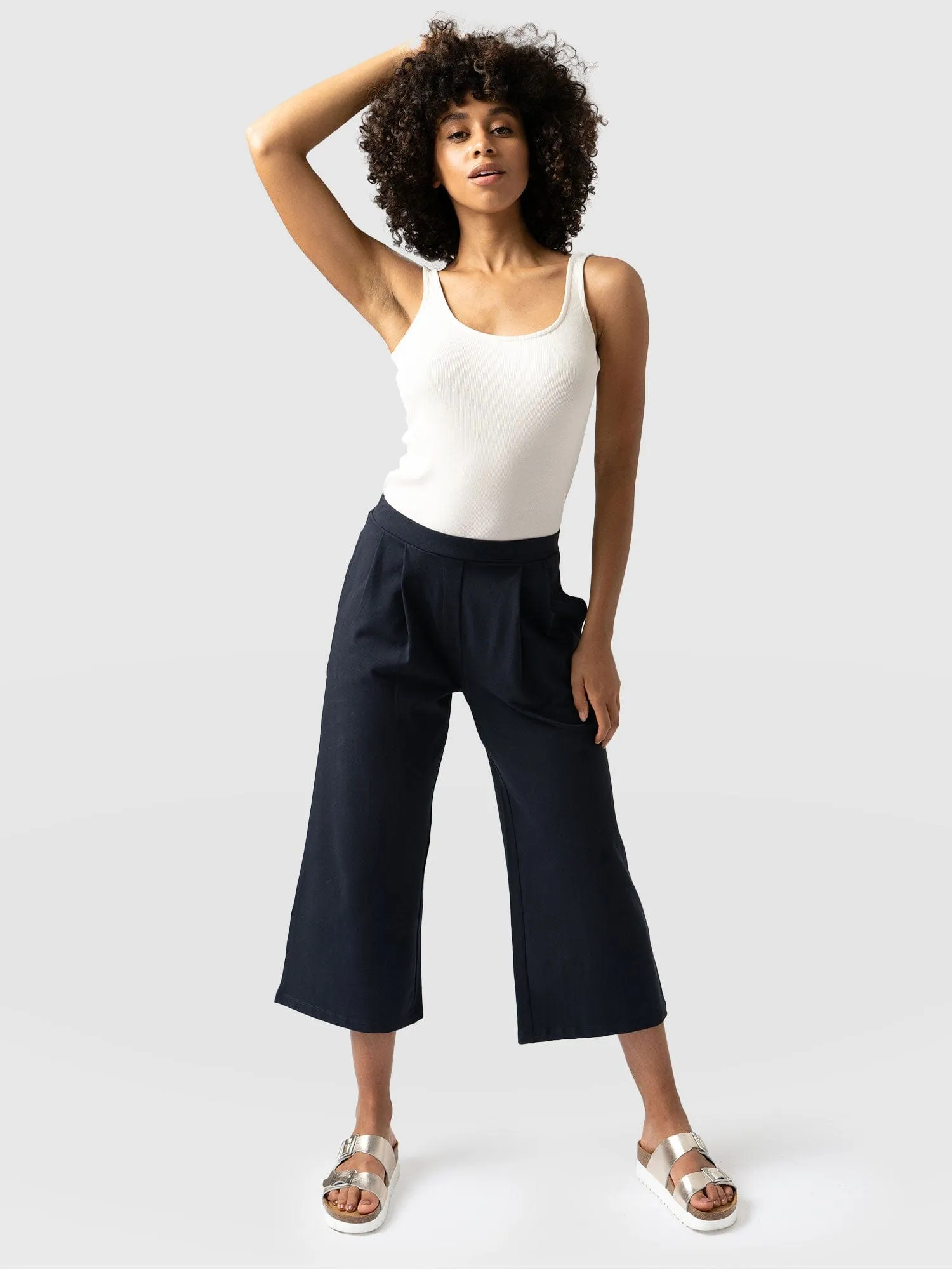 City Culotte - Navy Pleats