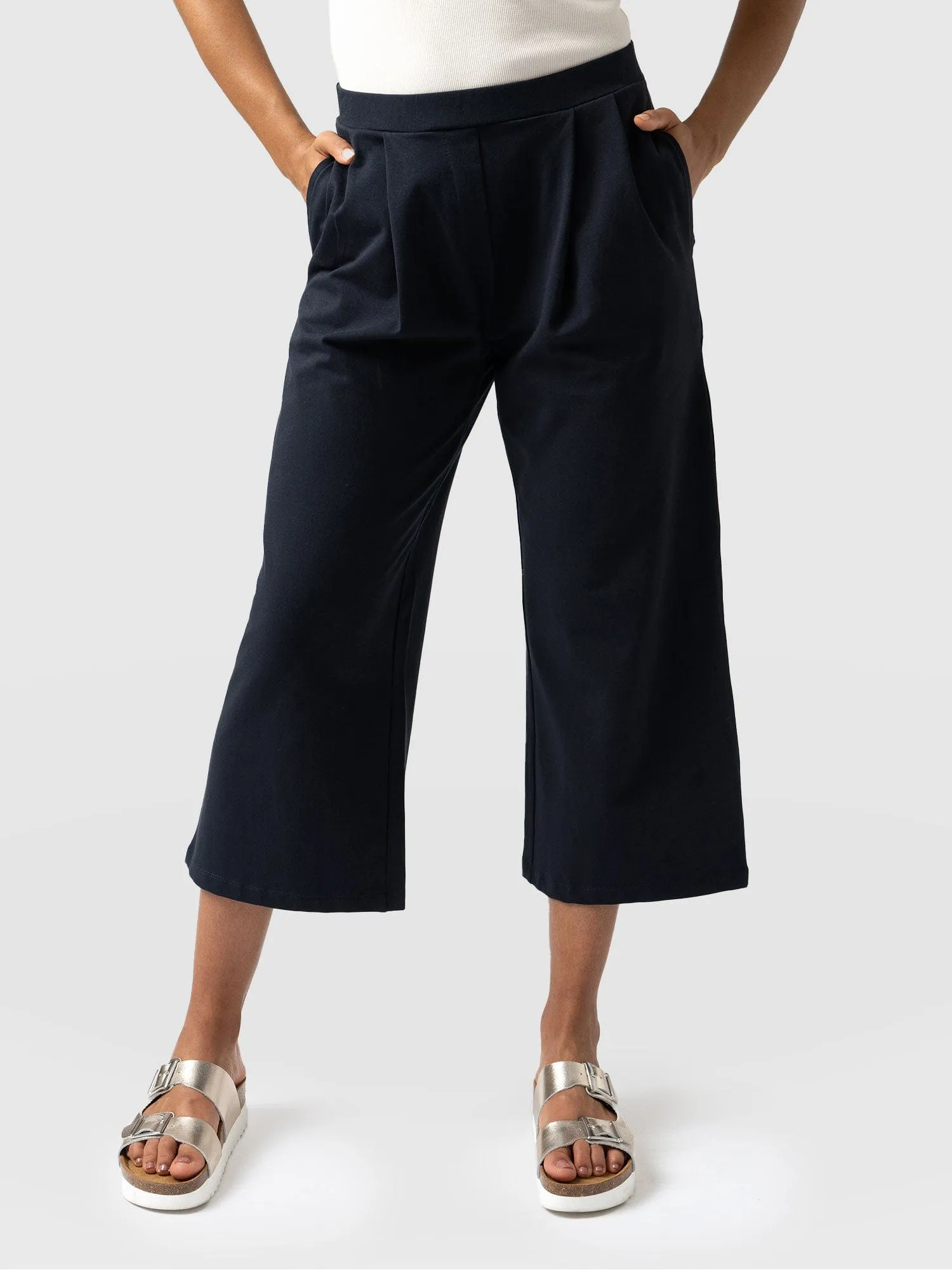 City Culotte - Navy Pleats