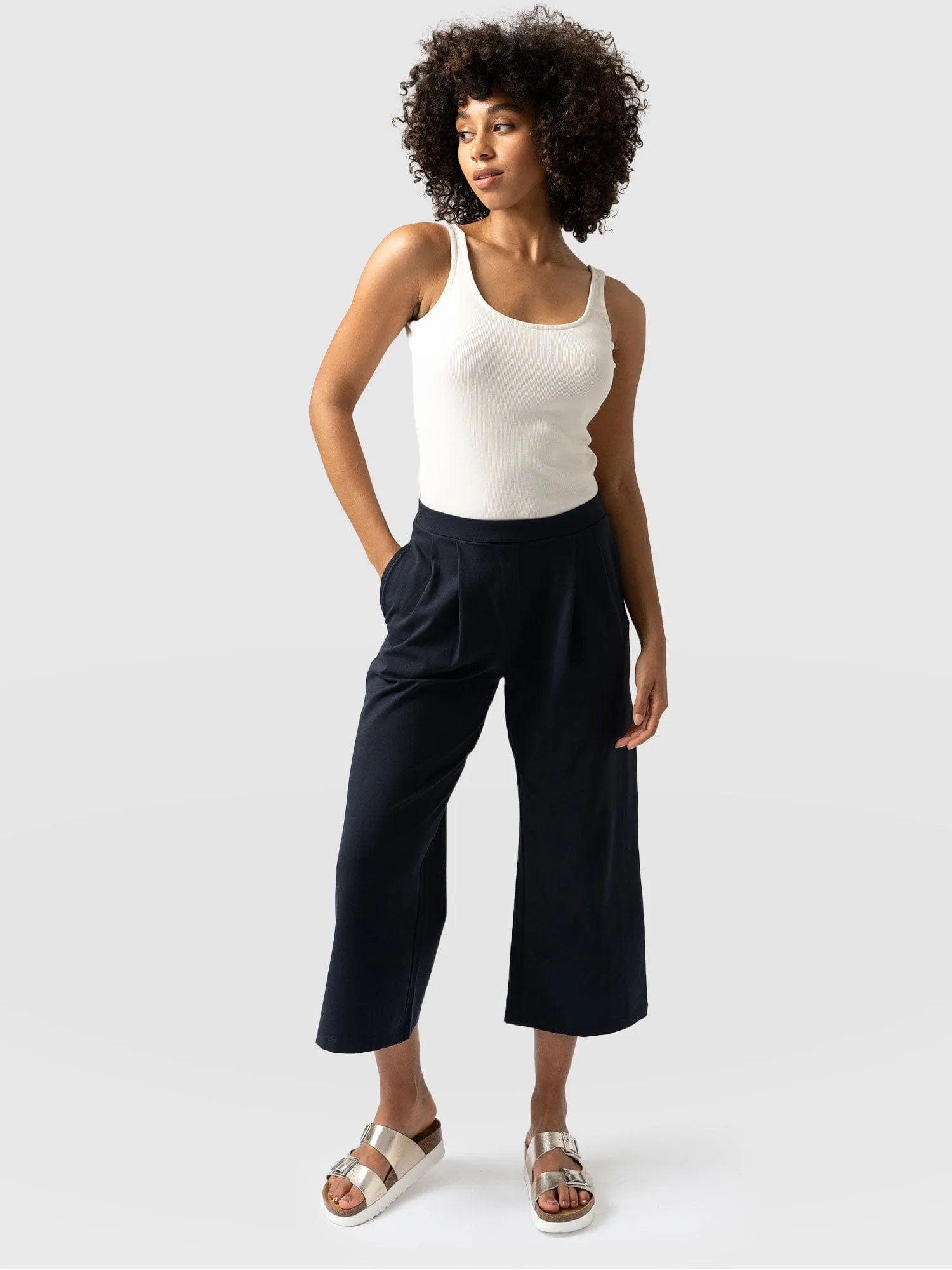 City Culotte - Navy Pleats