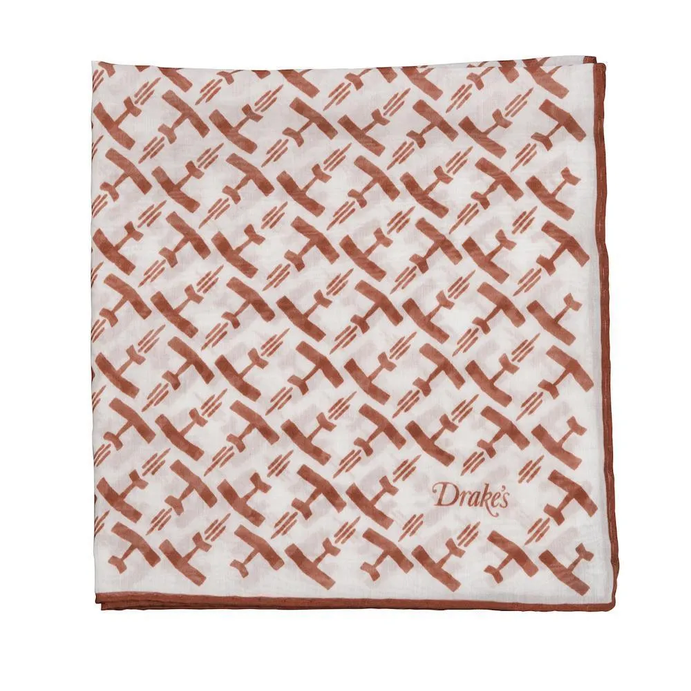 Cotton/Silk Print Plane Pocket Square