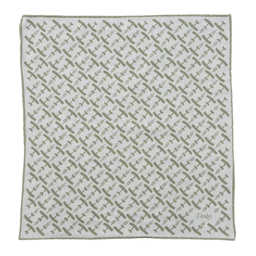 Cotton/Silk Print Plane Pocket Square