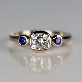 Cushion Three Stone Ring