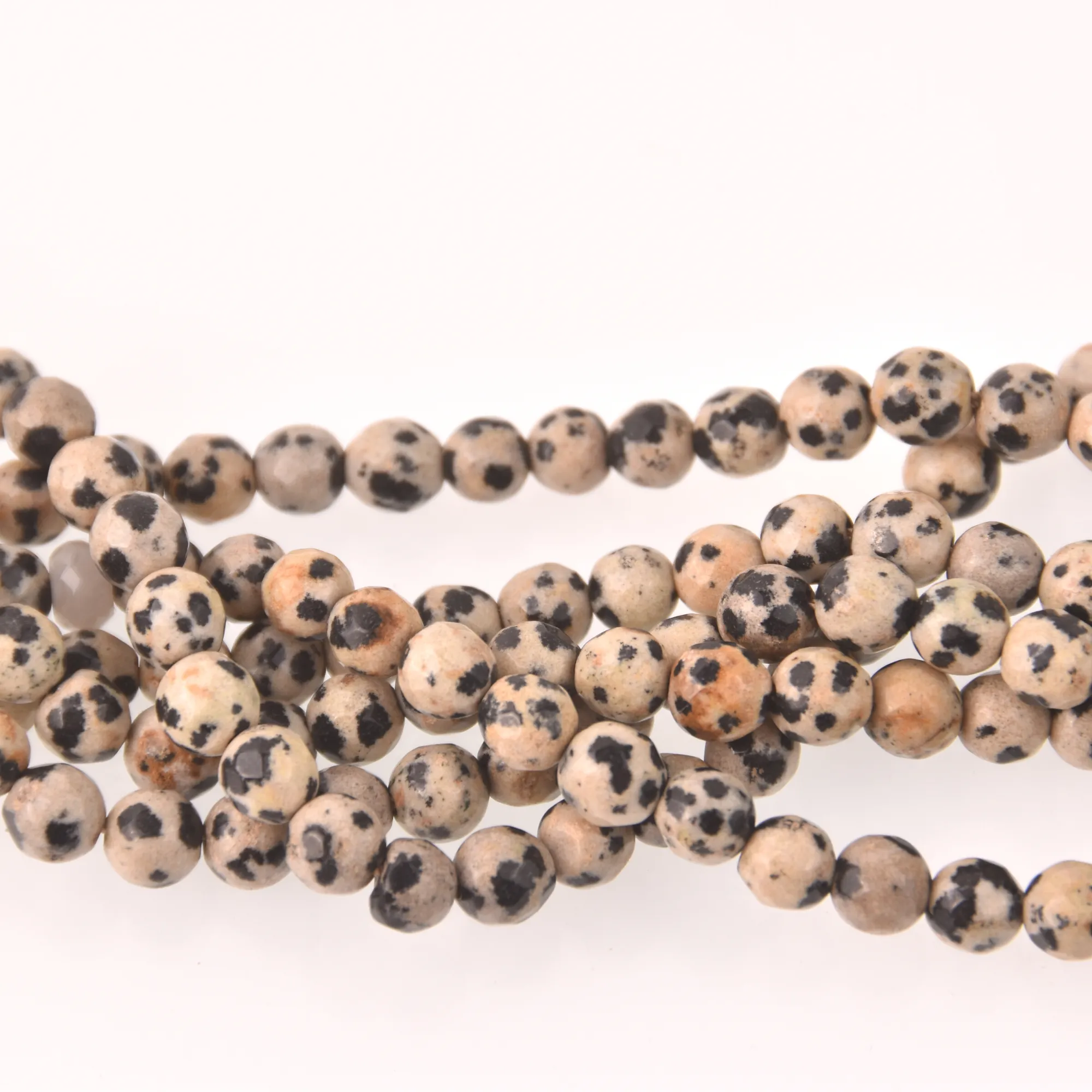 Dalmatian Jasper, 6mm Faceted Round Gemstone Beads, full strand, gem0833