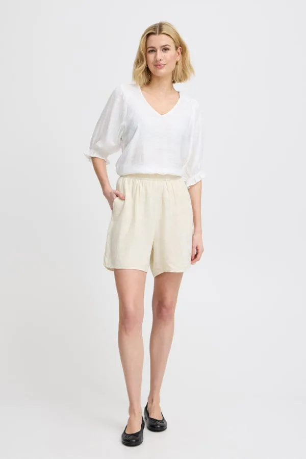 Fransa Linen Blend Shorts Birch