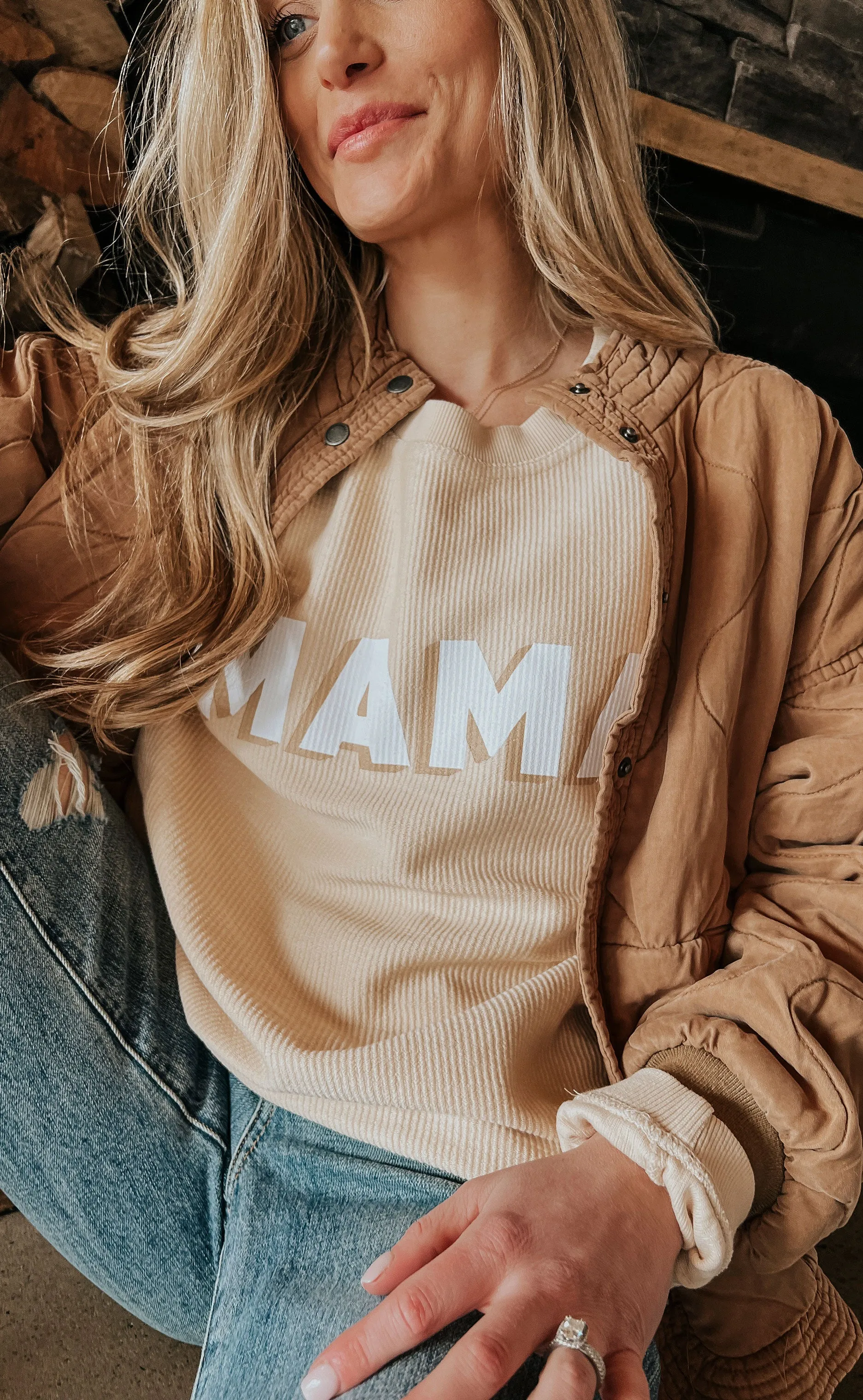 friday   saturday: mama corded sweatshirt