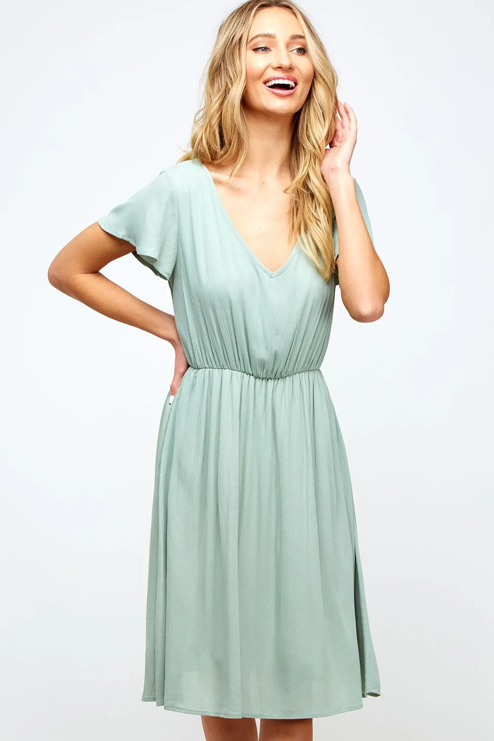 Gabriella Ruffle Midi Dress in Mint