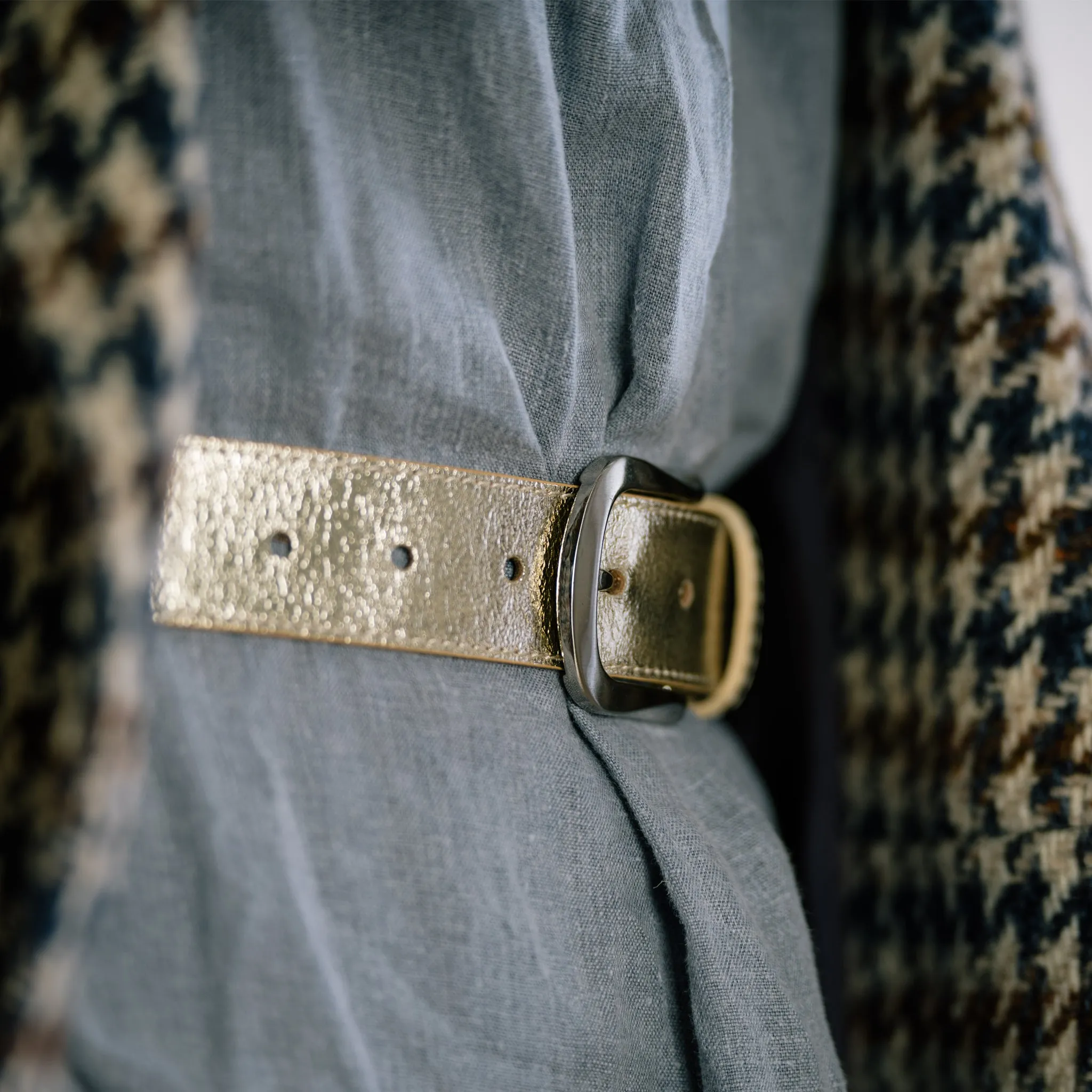 Gold Real Italian Leather Wide Belt