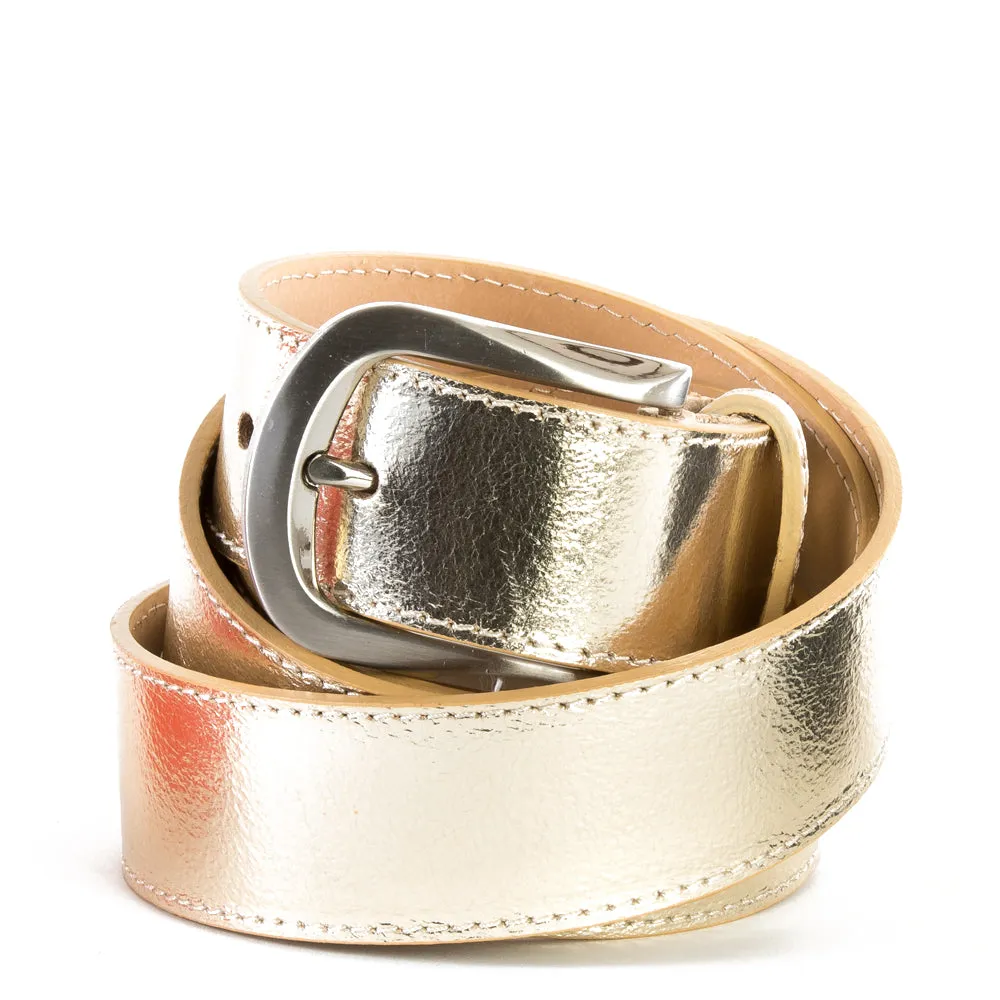 Gold Real Italian Leather Wide Belt