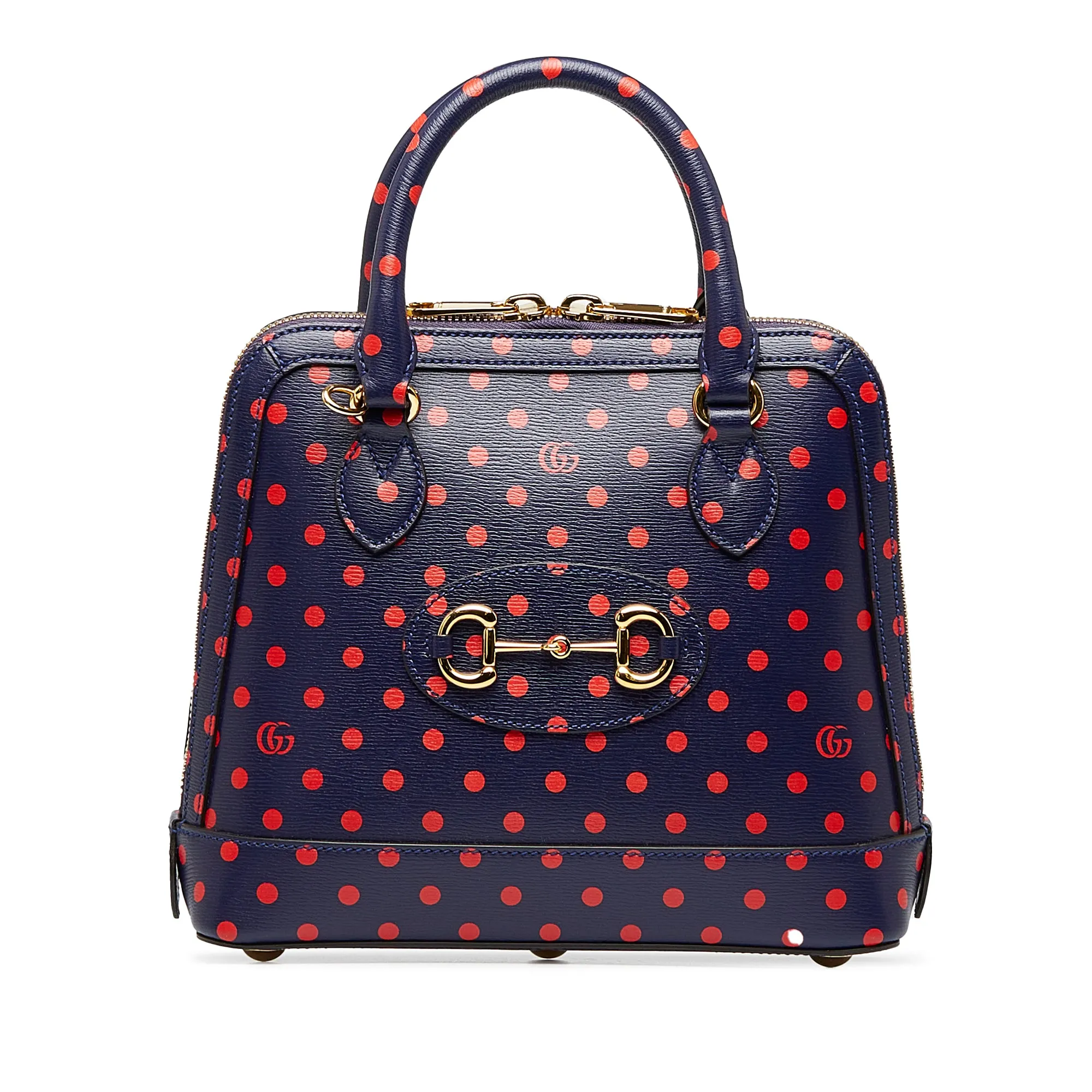 Gucci Horsebit 1955 Dark Blue Polka Dot Leather