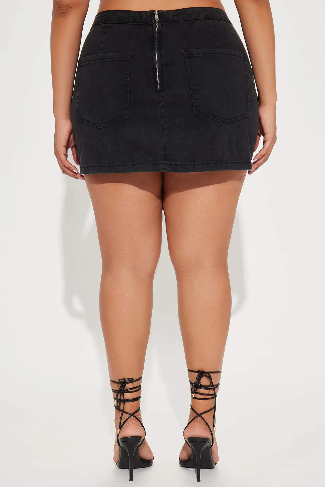 His Loss Moto Denim Mini Skirt - Black