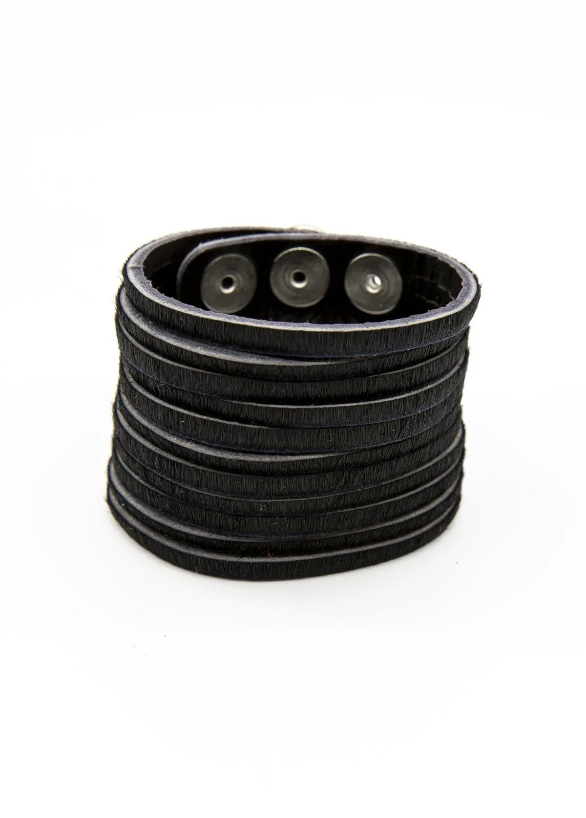 Leather Wide Cuff Black