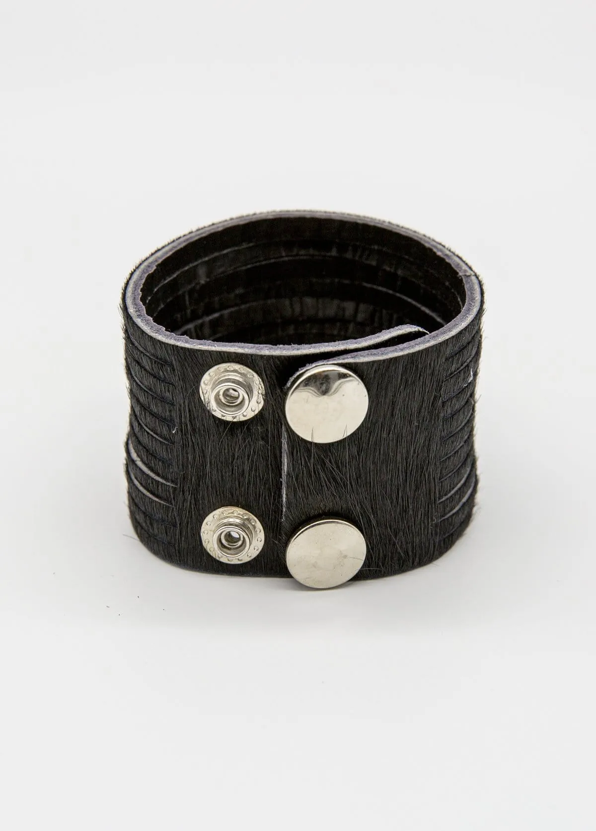 Leather Wide Cuff Black