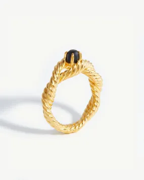 Marina Double Rope Gemstone Ring | 18ct Gold Plated Vermeil/Black Onyx