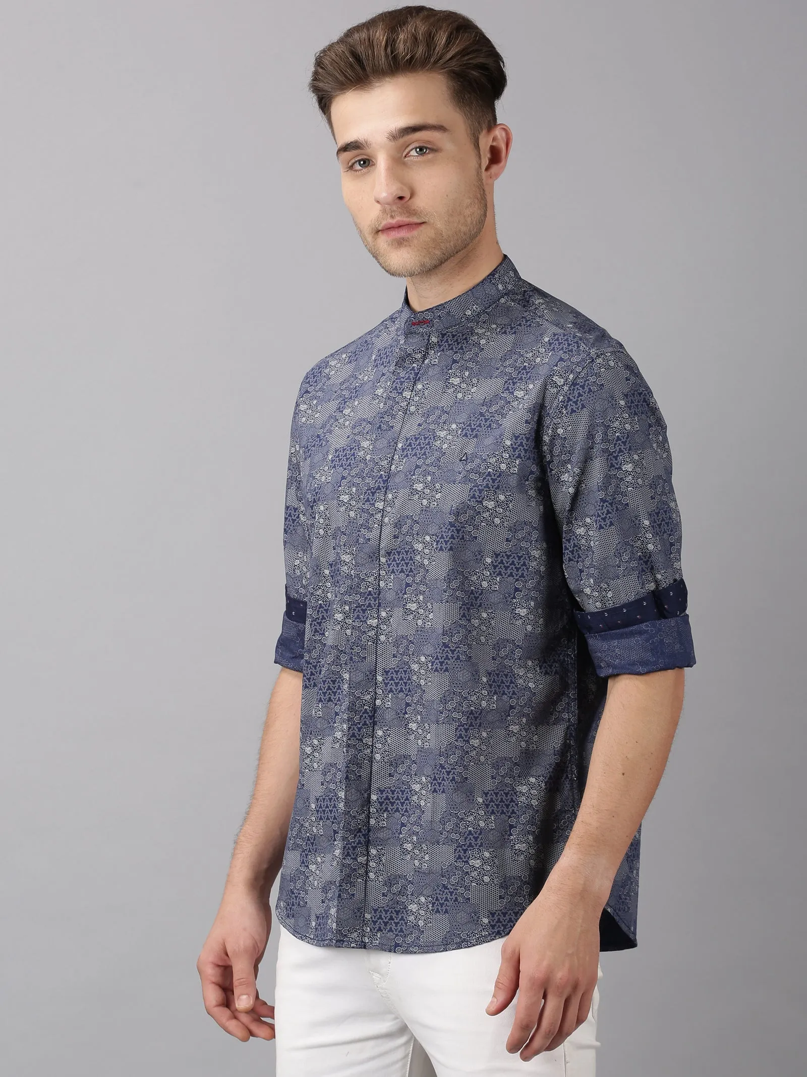 MEN'S BLUE PRINT SLIM FIT SHIRT