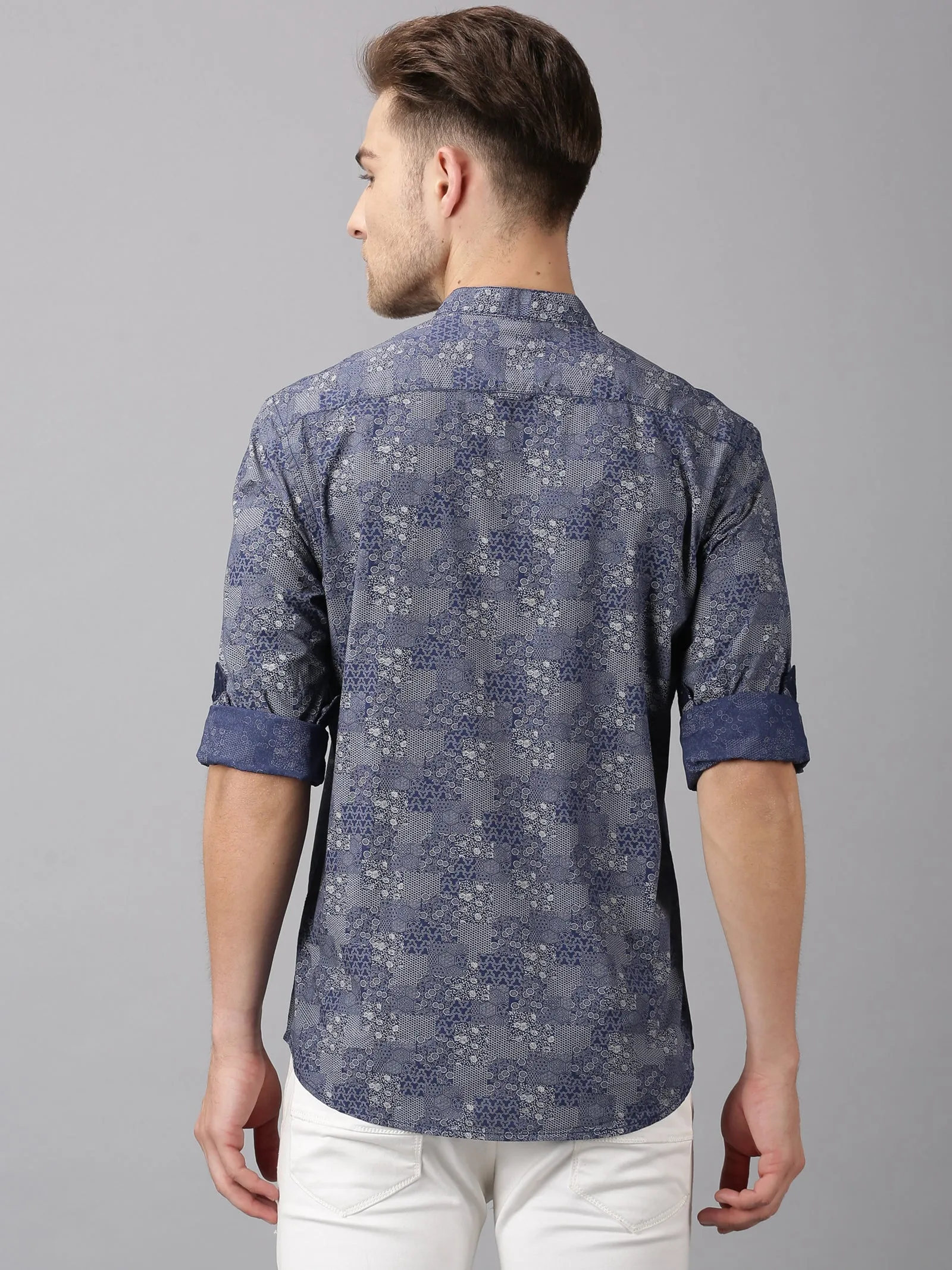 MEN'S BLUE PRINT SLIM FIT SHIRT