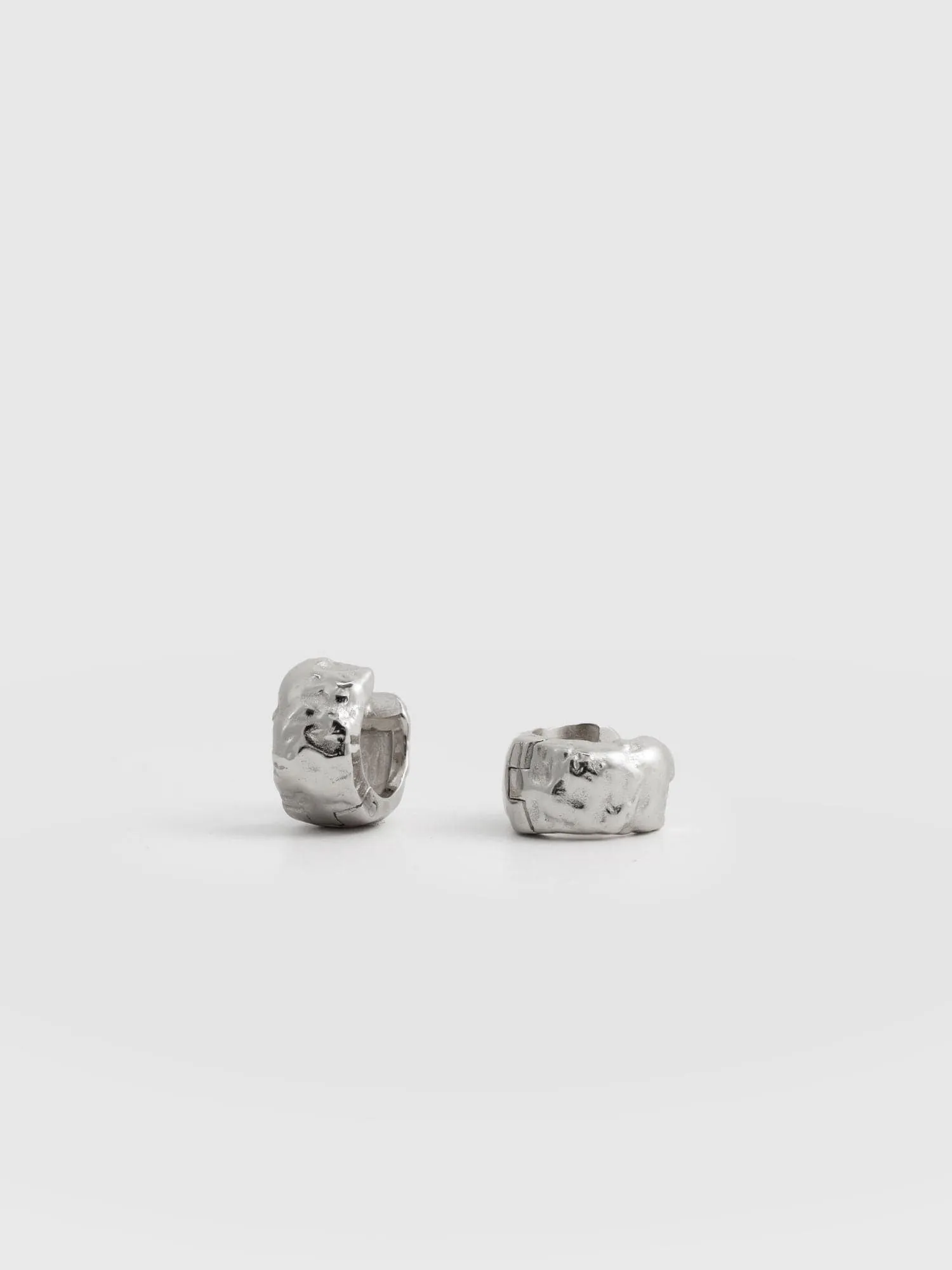 Molten Huggie Earrings - Silver