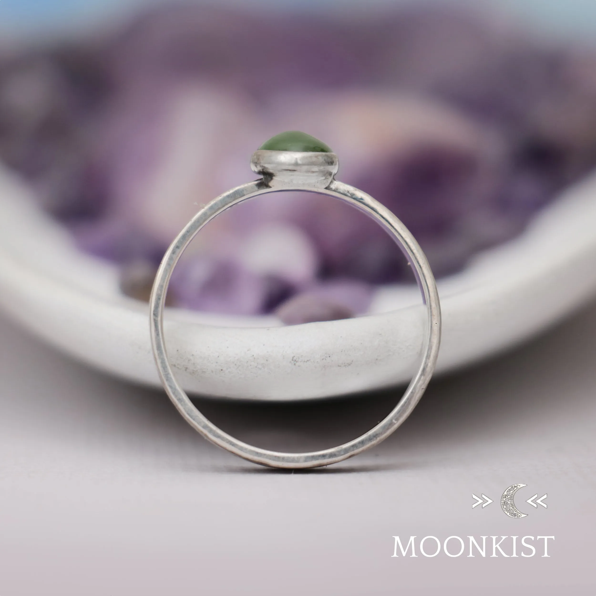 Oval Tree Bark Gemstone Silver Ring  | Moonkist Designs