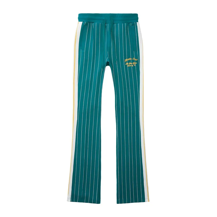 Pin Striped Varsity Track Pants - Alpine Green