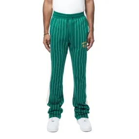 Pin Striped Varsity Track Pants - Alpine Green