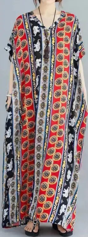 "Chasing Summer" Tribal Print Kaftan - One Size