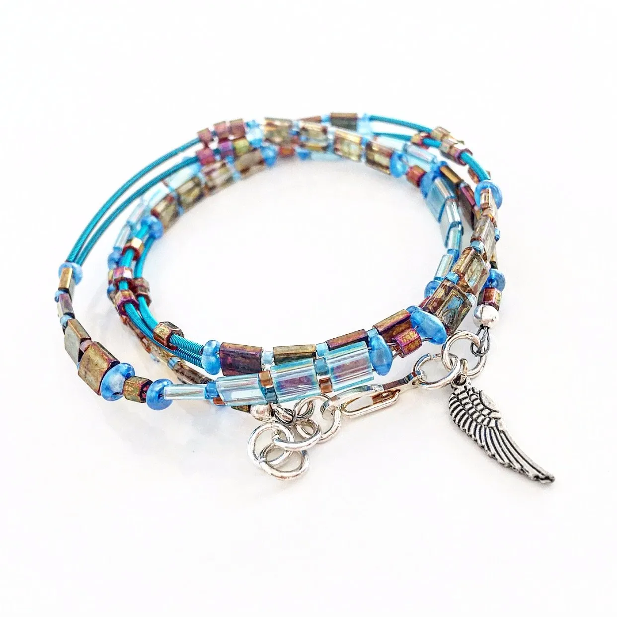 "Glass Tile" Wrap Bracelet (Light Blue)