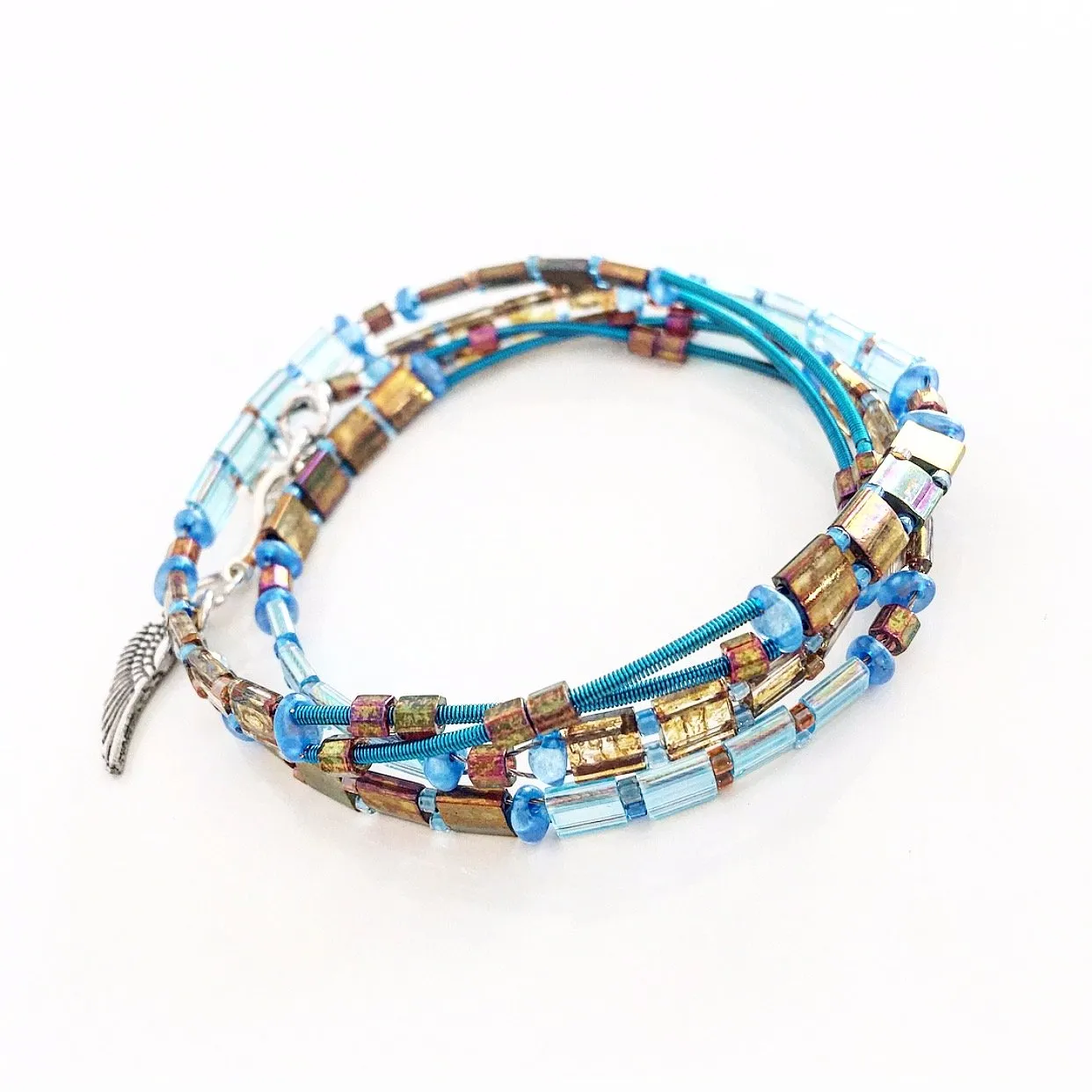 "Glass Tile" Wrap Bracelet (Light Blue)