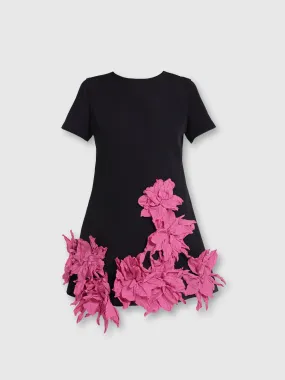 RAQUEL OROZCO Maria Dress - Black with Fuchsia flowers